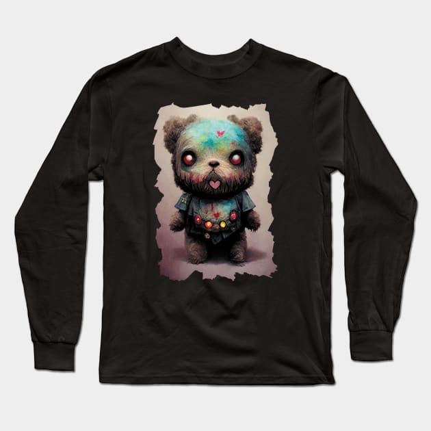 Digital Art | Creepy Cute Voodoo Doll Zombie Teddy Bear Long Sleeve T-Shirt by TMBTM